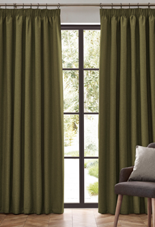 Dawn (Blackout) Pencil Pleat, Olive - Ready Made Curtains